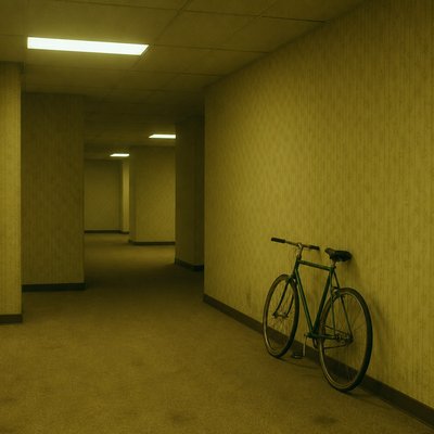 bicyle resting against a wall