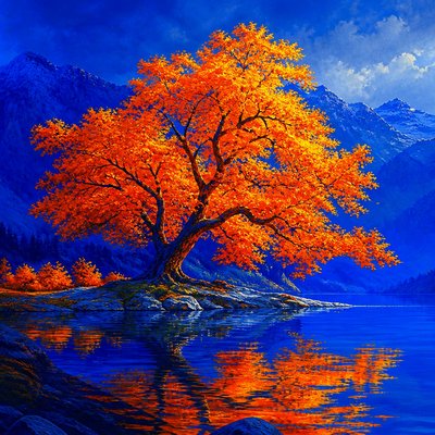 a tree in nature — Complementary Color Art Style