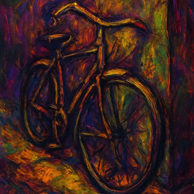 bicyle resting against a wall