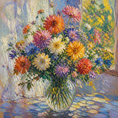 bouquet of flowers in a glass vase