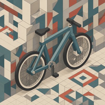 bicyle resting against a wall