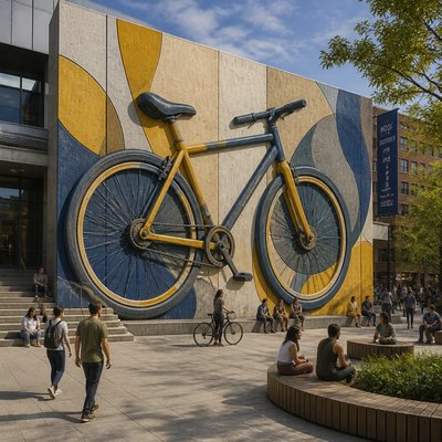 bicyle resting against a wall — Public Art Style