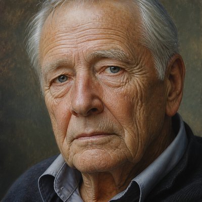 close-up portrait of an elderly person with expressive weathered features