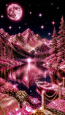 a tranquil mountain lake beneath a starry night sky, no people, no text