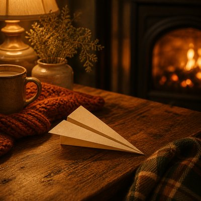 a paper plane, clean minimal composition on a plain background, no text