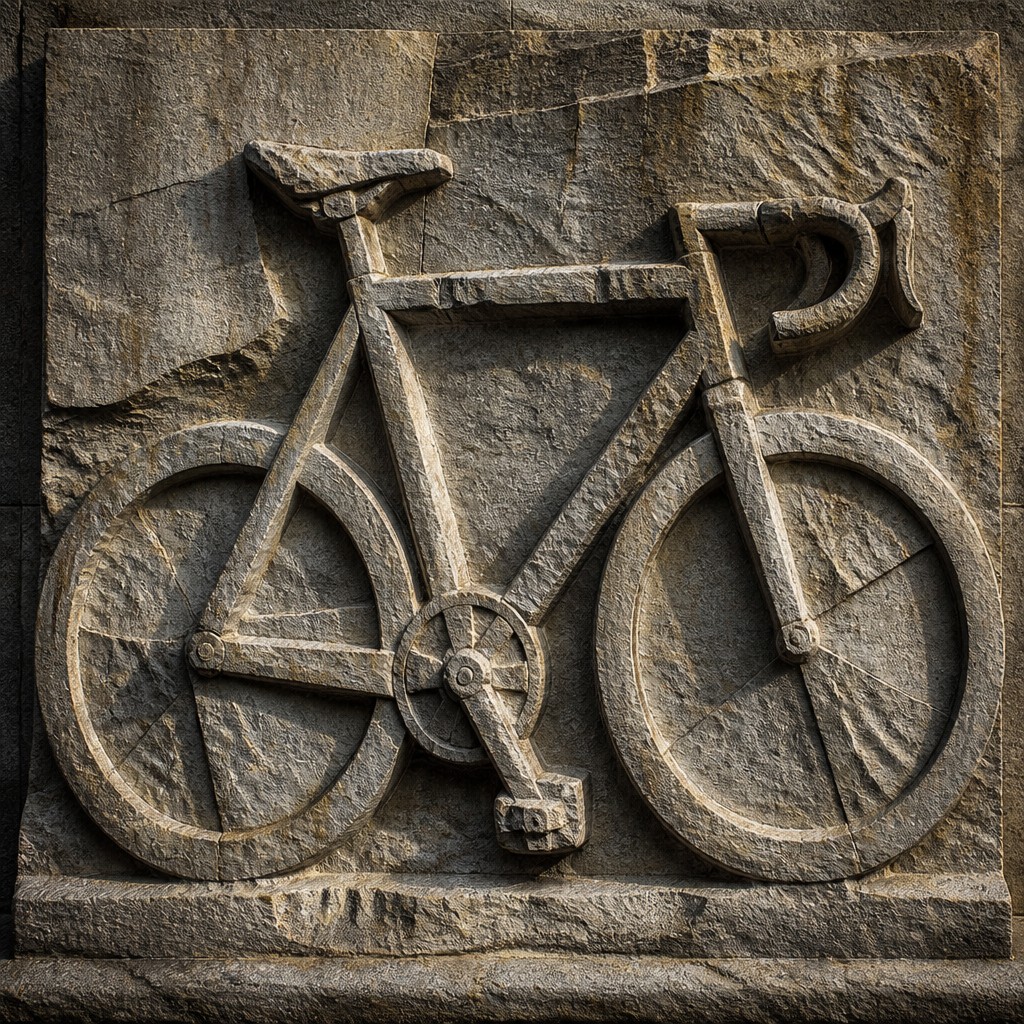 bicyle resting against a wall
