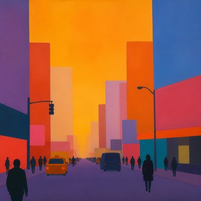 urban street with city activity