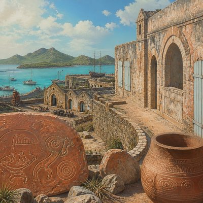 wide landscape with natural scenery — Antiguan Art Style