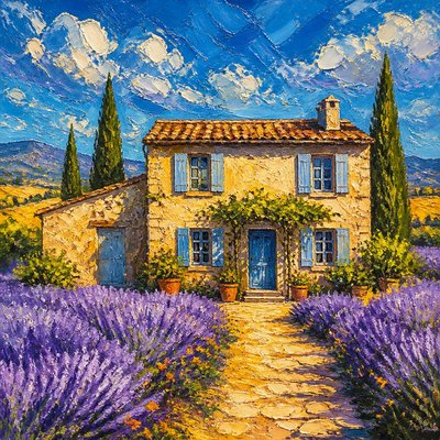 house with front view — Provence Light Art Style