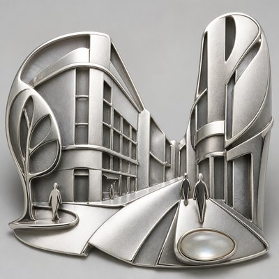 Modernist Silver Jewelry Design Style Transfer Example