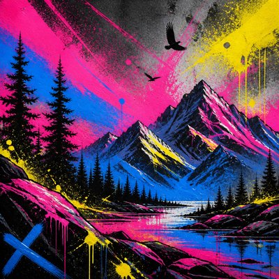 wide landscape with natural scenery — Graffiti Modern Art Style