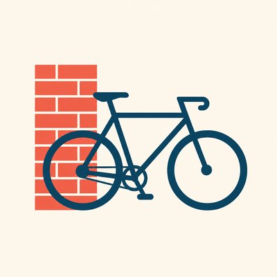 bicyle resting against a wall — Flat Icon Design