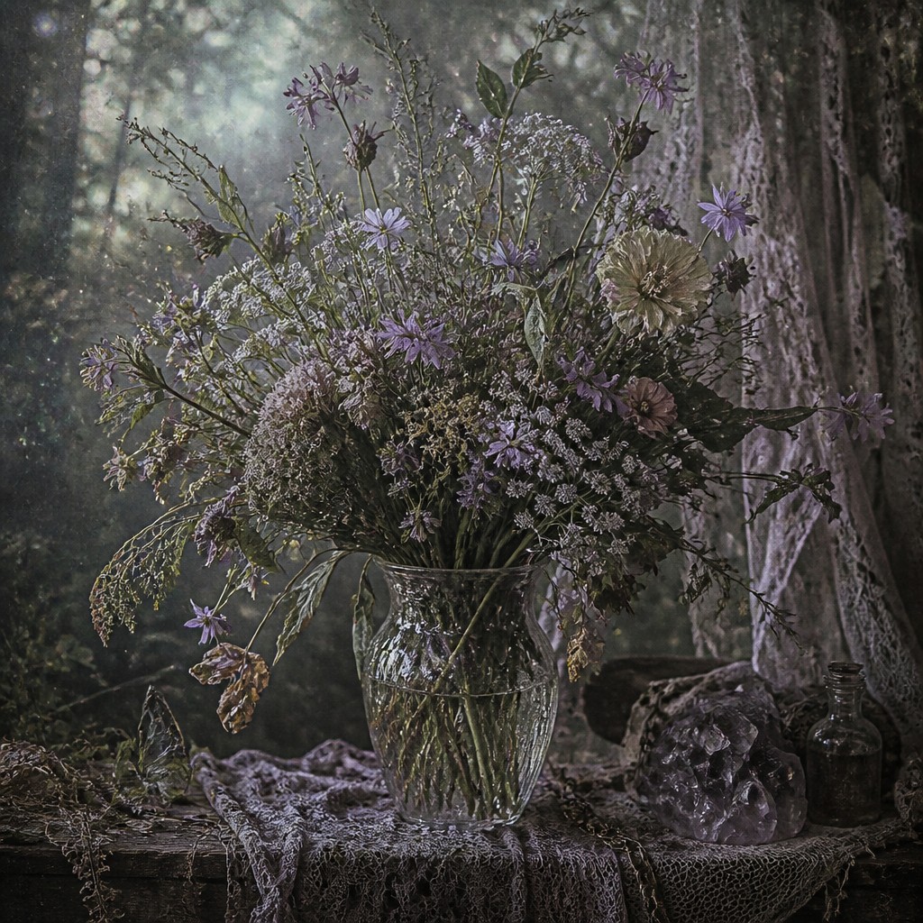 bouquet of flowers in a glass vase — Fairy Grunge Aesthetic