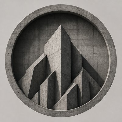 an emblem of a mountain peak inside a circle, simple bold shapes on a plain background, no text or lettering