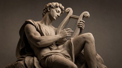 Orpheus playing the harp