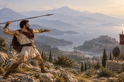 Polycritus throwing a javelin