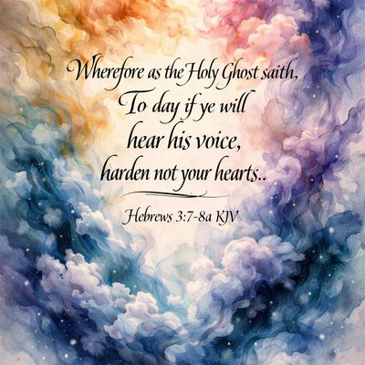 Wherefore as the Holy Ghost saith, To day if ye will hear his voice, harden not your hearts..
(Hebrews 3:7-8a KJV)
