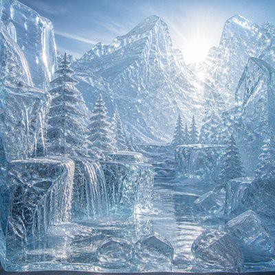 wide landscape with natural scenery — Ice Sculpture Art Style