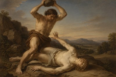 Cain killing Abel based on artwork by William Blake
