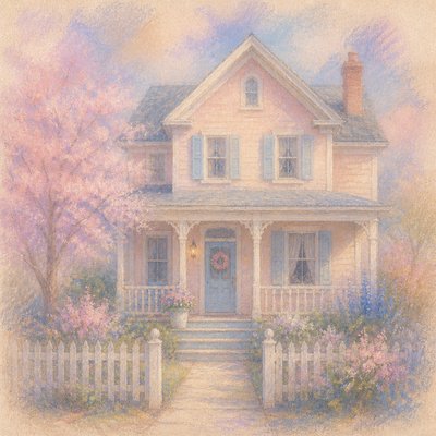 house with front view — Pastel Art Style
