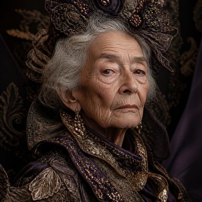 close-up portrait of an elderly person with expressive weathered features
