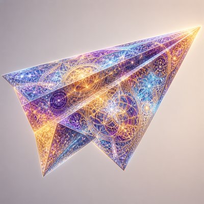 a paper plane, clean minimal composition on a plain background, no text