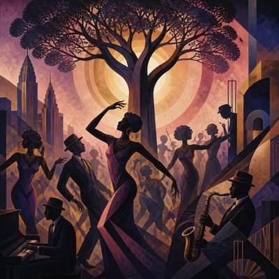 a tree in nature — Harlem Renaissance Art Style