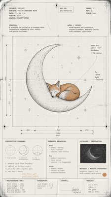 a sleeping baby fox curled on a crescent moon among soft stars, gentle and warm, no text