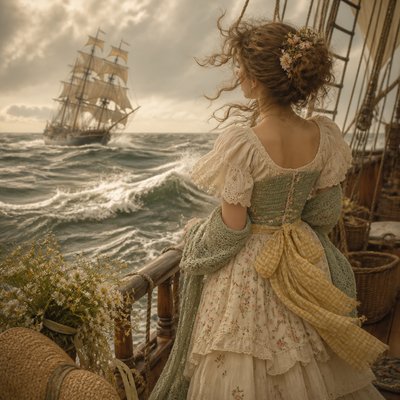 sailing ship on a stormy sea