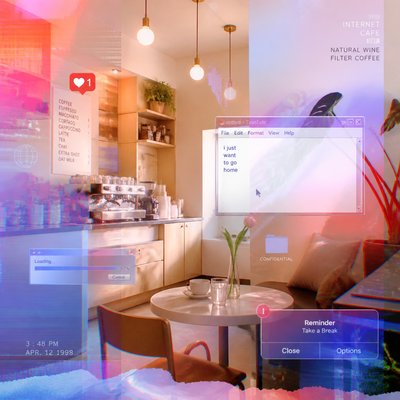 cozy cafe interior with warm lighting
