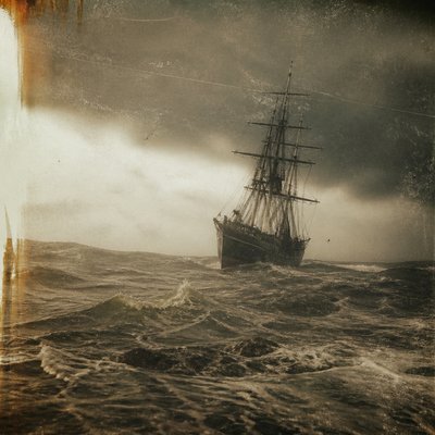 sailing ship on a stormy sea