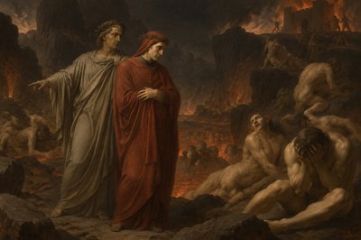figures wandering in hell from Divine Comedy by Dante 
