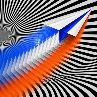 a paper plane, clean minimal composition on a plain background, no text