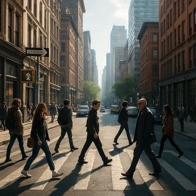 urban street with city activity