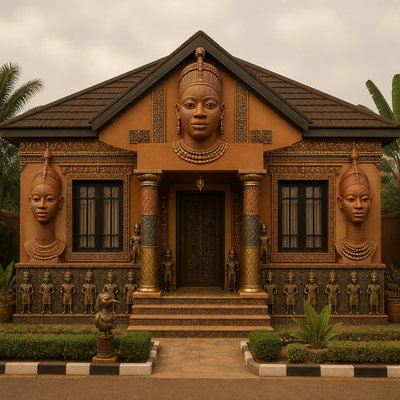 house with front view — Ife Art Style