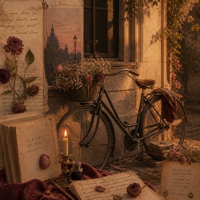 bicyle resting against a wall — Romantic Academia Aesthetic
