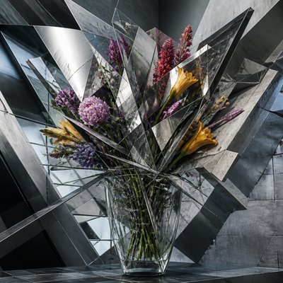 bouquet of flowers in a glass vase
