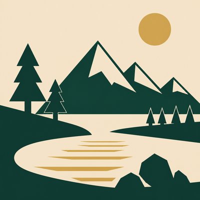 wide landscape with natural scenery — Minimalist Geometric Art