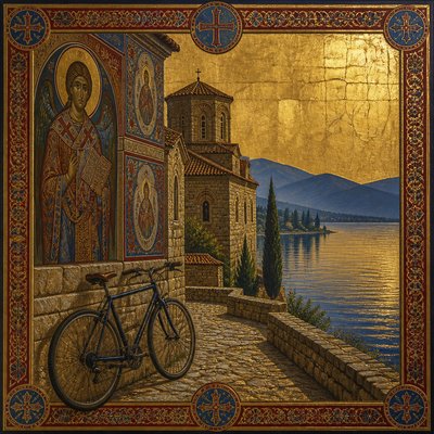 bicyle resting against a wall