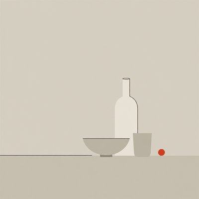 still life with everyday objects — Minimalist Abstract Art Style