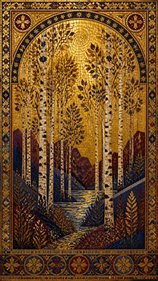 a serene birch forest in soft morning light, no people, no text