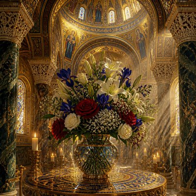 bouquet of flowers in a glass vase