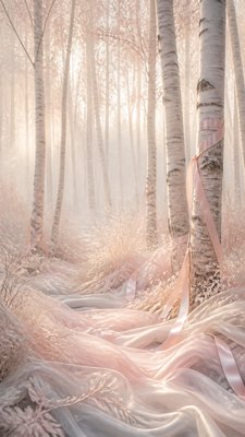 a serene birch forest in soft morning light, no people, no text