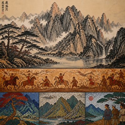serene landscape with mountains and water