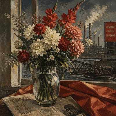 bouquet of flowers in a glass vase