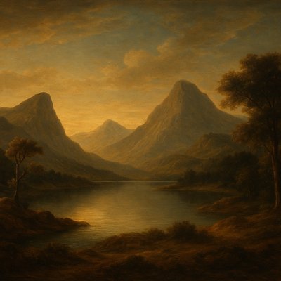 serene landscape with mountains and water