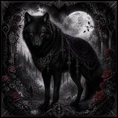 animal standing in natural pose — Dark Gothic Anime Art Style
