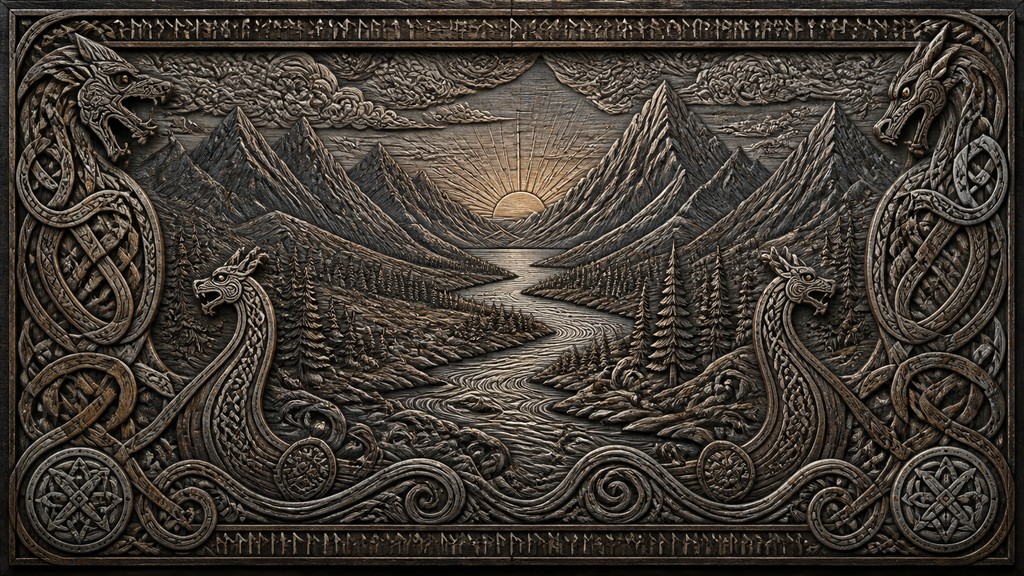 a vast valley with a river winding toward distant mountains at sunrise, no people, no text