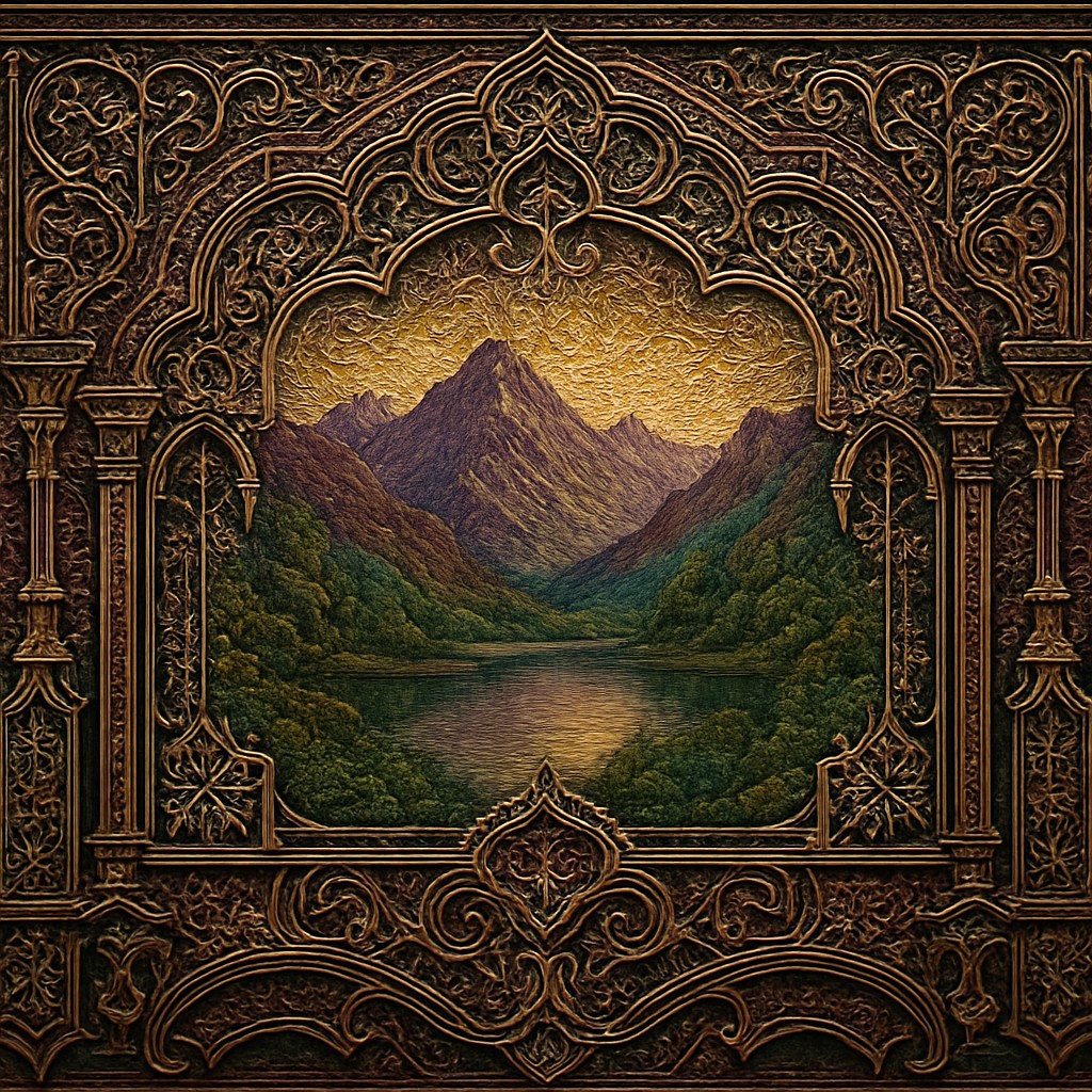 serene landscape with mountains and water
