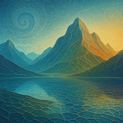 serene landscape with mountains and water